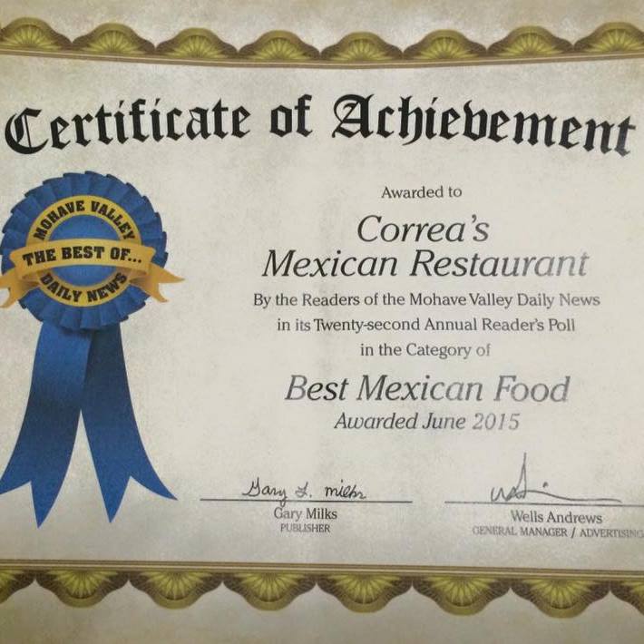 Correa's Mexican & Seafood Restaurant Fort Mohave, AZ Mohave Local