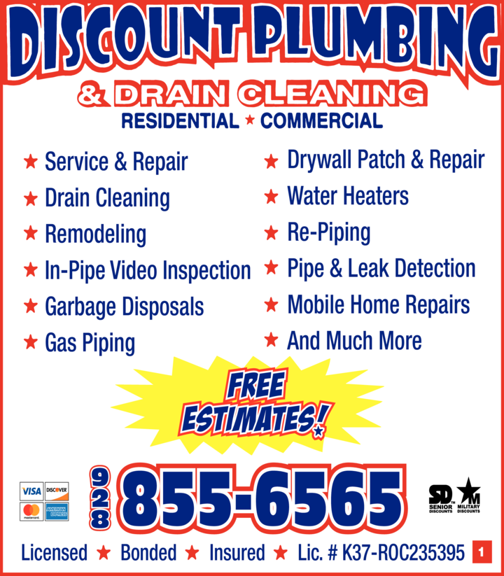 Discount Plumbing & Drain Cleaning Lake Havasu City, AZ Mohave Local